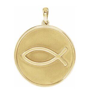 14K Yellow Gold Ichthus (Fish) Christian Pendant Last 1